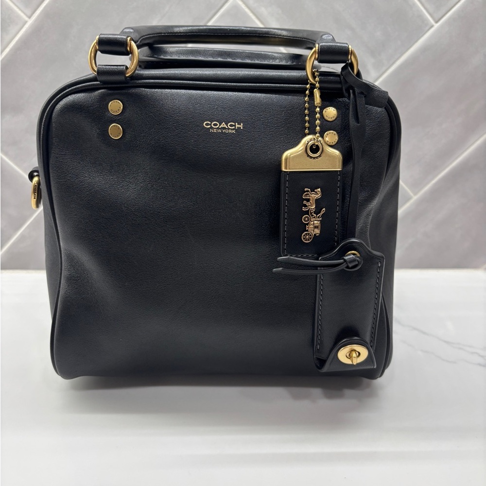 Coach Rouge Soft Cube 20– Black Full Grain Leather – Gold Hardware – G2580-CCC91